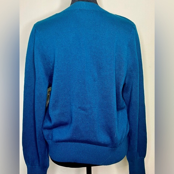 NWT Rye grass Cashmere blend button up cardigan. Rhinestone buttons Teal large - Picture 4 of 7